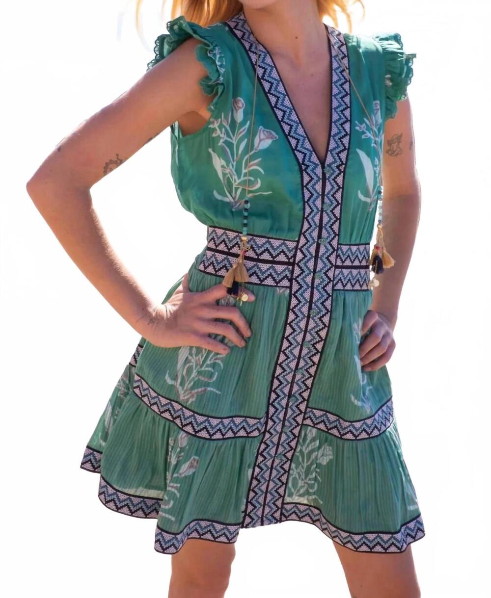NEW BELL beth mini dress in green/navy